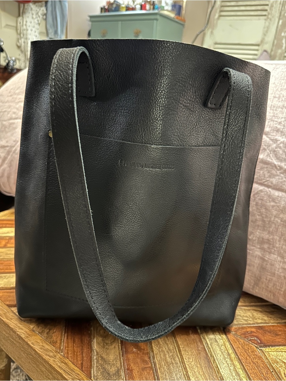 Portland Leather Full Size Crossbody Tote in Black.
